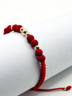 Pulsera Tejida Roja con Balines 3mm