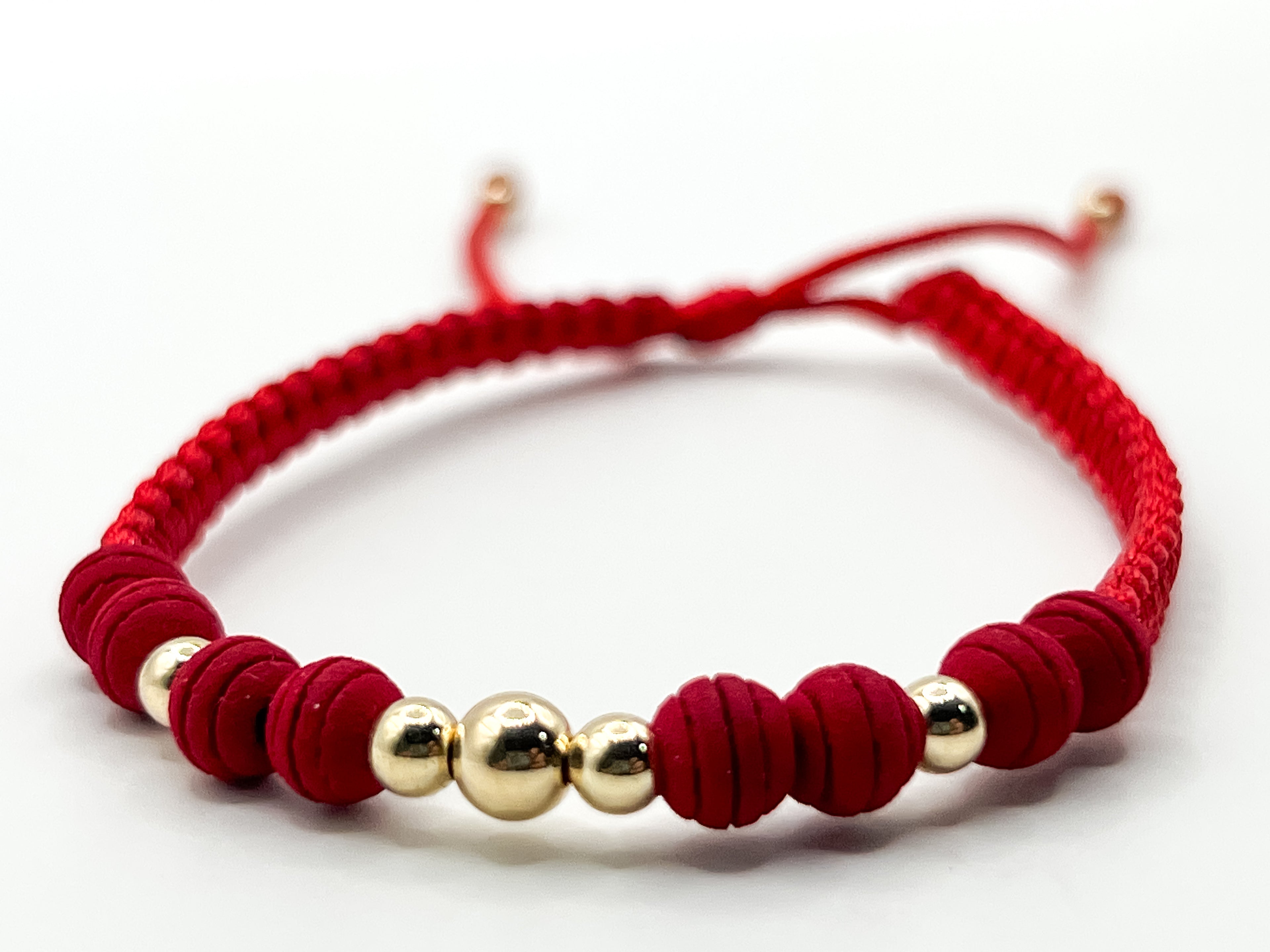 Pulsera Tejida Roja con Balines 3mm
