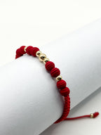 Pulsera Tejida Roja con Balines 3mm
