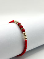 Pulsera Tejida Roja con Balines 3mm