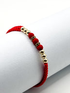 Pulsera Tejida Roja con Balines 3mm