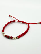 Pulsera Tejida Roja con Balines 3mm