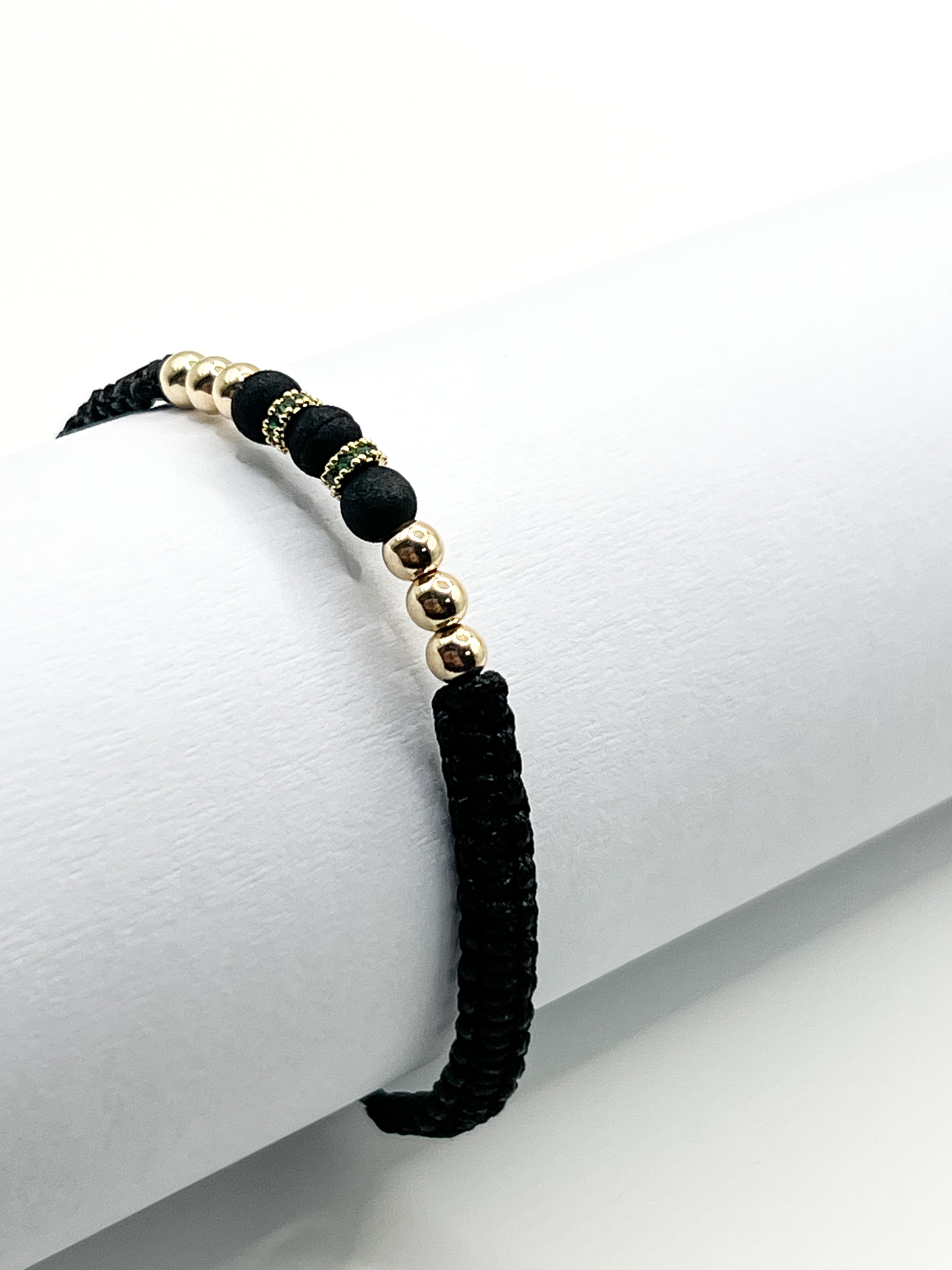 Pulsera Tejida Negra con Balines 3mm