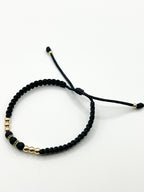 Pulsera Tejida Negra con Balines 3mm