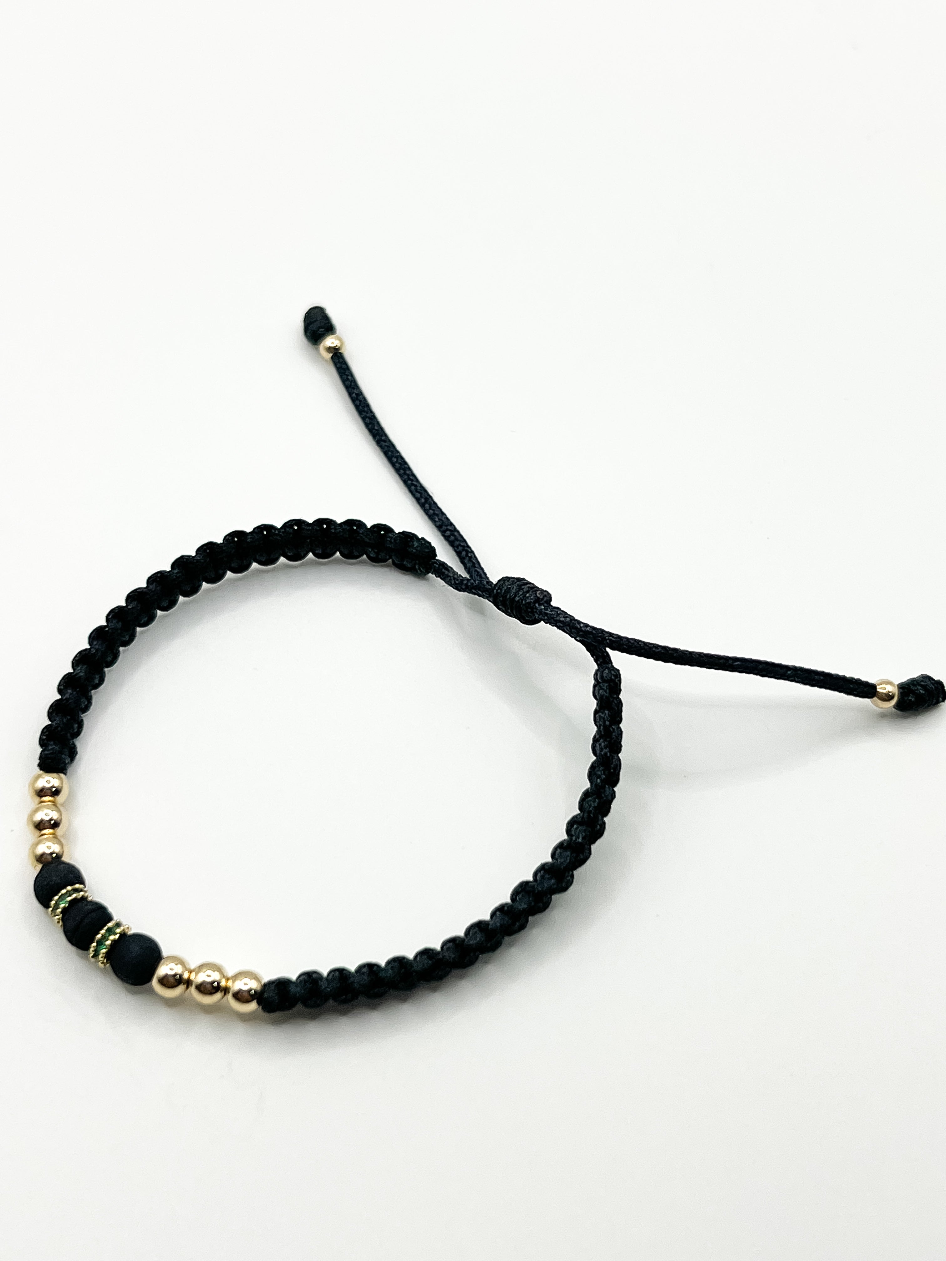 Pulsera Tejida Negra con Balines 3mm